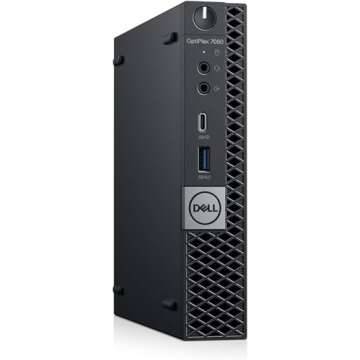 Dell OptiPlex 7060 Micro Desktop Business PC, Intel Core i5-8500T 2.1GHz, 16GB, 512GB SSD, USB Type-C, Windows 11 (Renewed), Black