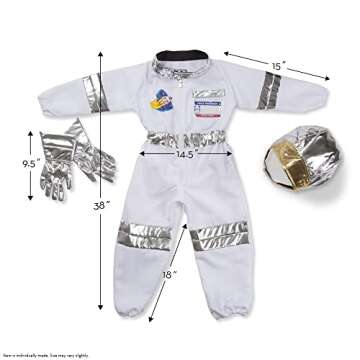 Melissa & Doug Astronaut Role Play Space Costume Set (5 pcs) - Jumpsuit, Helmet, Gloves, Name Tag