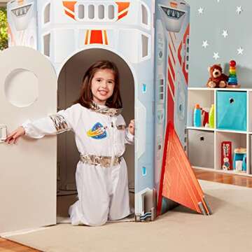 Melissa & Doug Astronaut Role Play Space Costume Set (5 pcs) - Jumpsuit, Helmet, Gloves, Name Tag