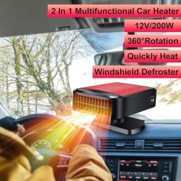 Car Heater,12V 200W Fast Heating Defroster 2 in 1 Automobile Windshield Fast Heaters Car Heater That Plugs into Cigarette Lighter for Car, SUV, Trucks (Red)