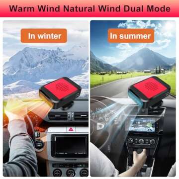 Car Heater,12V 200W Fast Heating Defroster 2 in 1 Automobile Windshield Fast Heaters Car Heater That Plugs into Cigarette Lighter for Car, SUV, Trucks (Red)