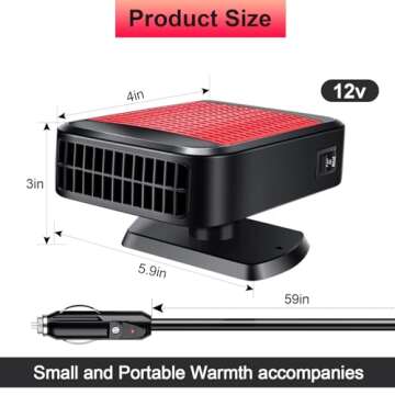 Car Heater,12V 200W Fast Heating Defroster 2 in 1 Automobile Windshield Fast Heaters Car Heater That Plugs into Cigarette Lighter for Car, SUV, Trucks (Red)