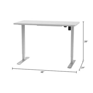 FLEXISPOT EN1 One-Piece Standing Desk, 48 x 24 Inches Solid Desktop Height Adjustable Desk, Electric Sit Stand Up Desk Home Office Desks (White Frame + White Desktop)