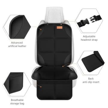 SMART ELF Car Seat Protector, 2Pack Seat Protector Protect Child Seats with Thickest Padding and Non-Slip Backing Mesh Pockets for Baby and Pet,Sedan SUV Truck (Black)