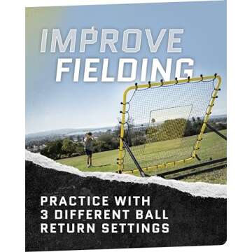 SKLZ Fielding Trainer - Baseball & Softball Pitch-Back Rebound Net - Ground, Line Drive & Fly Ball Return Settings - 4 x 4.5-Foot Steel Frame, UV & Weather Resistant Bungee Net, Easy-Fold Design