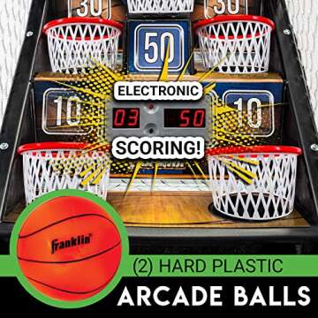 Franklin Sports Basketball Arcade Game - Table Top Bounce A Bucket Shootout - Indoor Electronic Basketball Gameroom Game for Kids