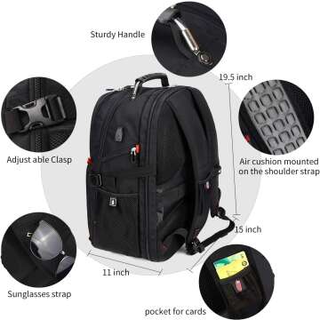 52L Laptop Backpack with USB Port