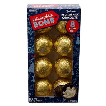 Frankford Hot Chocolate Bombs Double Pack of Belgian Milk Chocolate Cocoa Melting Balls - 16 Bombs Total - 8 Per Box - Includes Mini Marshmallows, Valentines Day Exchange Gifts