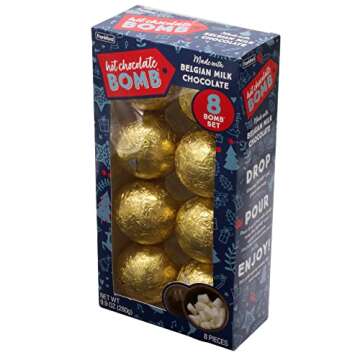 Frankford Hot Chocolate Bombs Double Pack of Belgian Milk Chocolate Cocoa Melting Balls - 16 Bombs Total - 8 Per Box - Includes Mini Marshmallows, Valentines Day Exchange Gifts