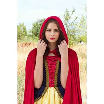 Little Adventures Deluxe Velvet Adult Cloak Cape with Lined Hood (Red),One Size