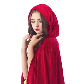 Little Adventures Deluxe Velvet Adult Cloak Cape with Lined Hood (Red),One Size