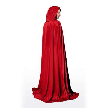 Little Adventures Deluxe Velvet Adult Cloak Cape with Lined Hood (Red),One Size