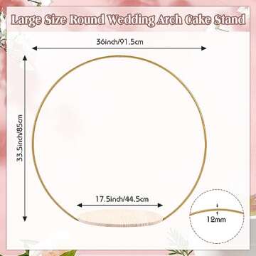 Norme 33.5 Tall Wedding Arch Cake Stand Round Metal Cake Stand for Wedding Reception Hoop Decoration with Wooden Stand Floral Decoration Display for Wedding Party Events Reception Supplies