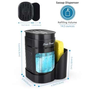 Dish Soap Dispenser with Sponge Holder - Kitchen Essential