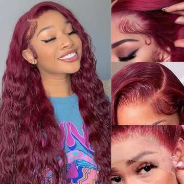 Deep wave burgundy 13x6 full frontal wig