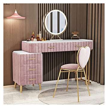 A makeup vanity station for a Queen