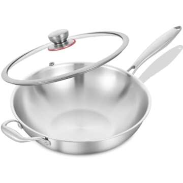 Stir Fried with Stainless Steel Wok Pan with Lid.