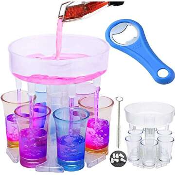 Shot dispenser with 6 shot glasses