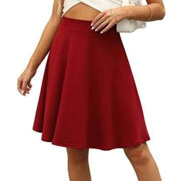 Modest flared flowy skater skirts touching the knee