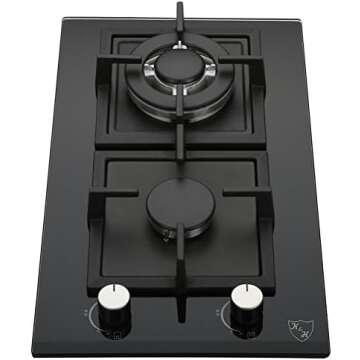 12" Gas Cooktops, 2 Burner Drop-in Propane/Natural Gas Cooker