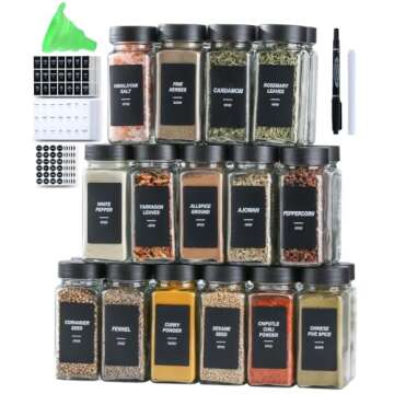 Spice Drawer Organizers with Jars and Labels