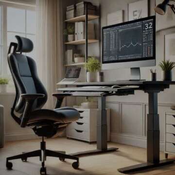 Stylish Home Office Desk & Chair for Ergonomic Comfort