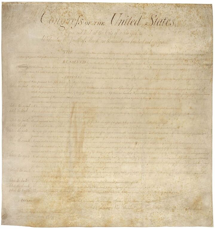 The Introduction of the Bill of Rights by James Madison in 1789