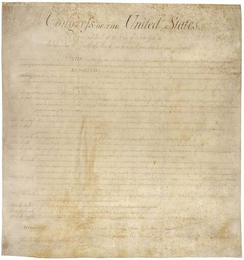 The Introduction of the Bill of Rights by James Madison in 1789